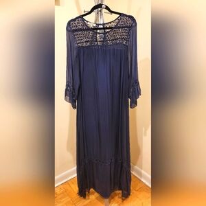 La Fille Du Couturier Navy Blue Silk Long casual dress Size L